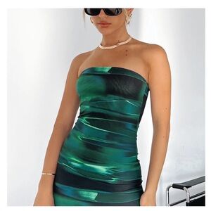 White Fox Spark The Passion Mini Dress Green Distortion Size M